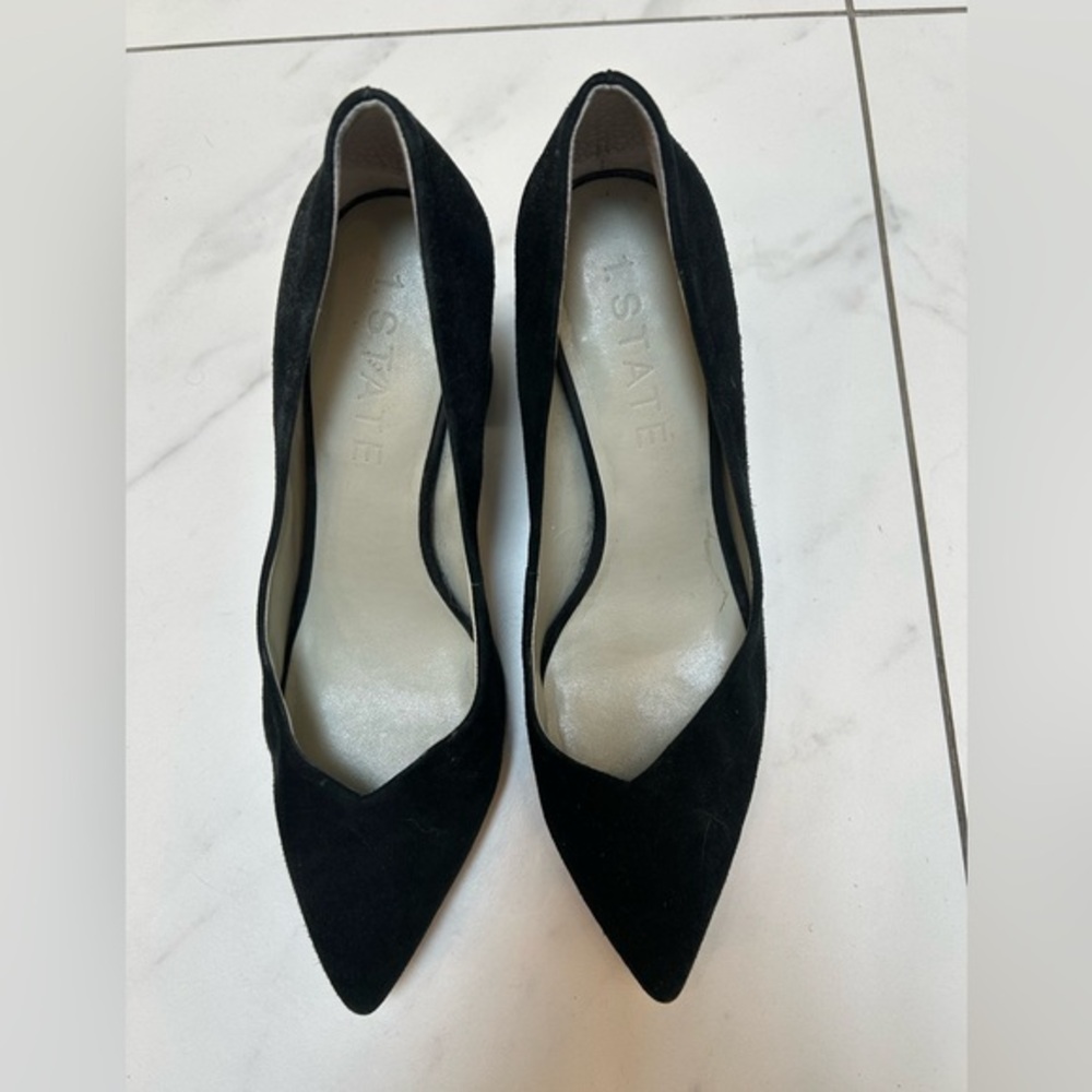 1. State Black Suede Pointed Toe Pumps